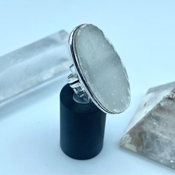Selenite Sterling Silver Ring Size 5.5 - Picture 5 of 11